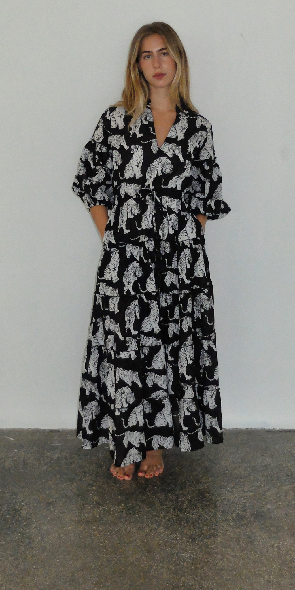 White Tiger Long Mao Dress