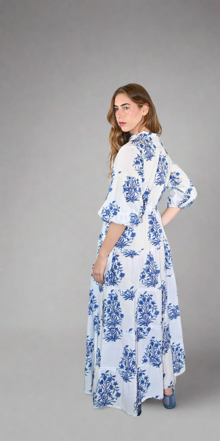 Blue Coral Long Mao Dress
