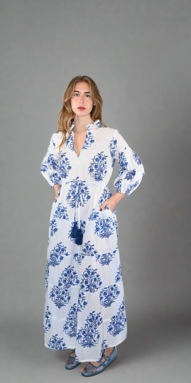 Blue Coral Long Mao Dress