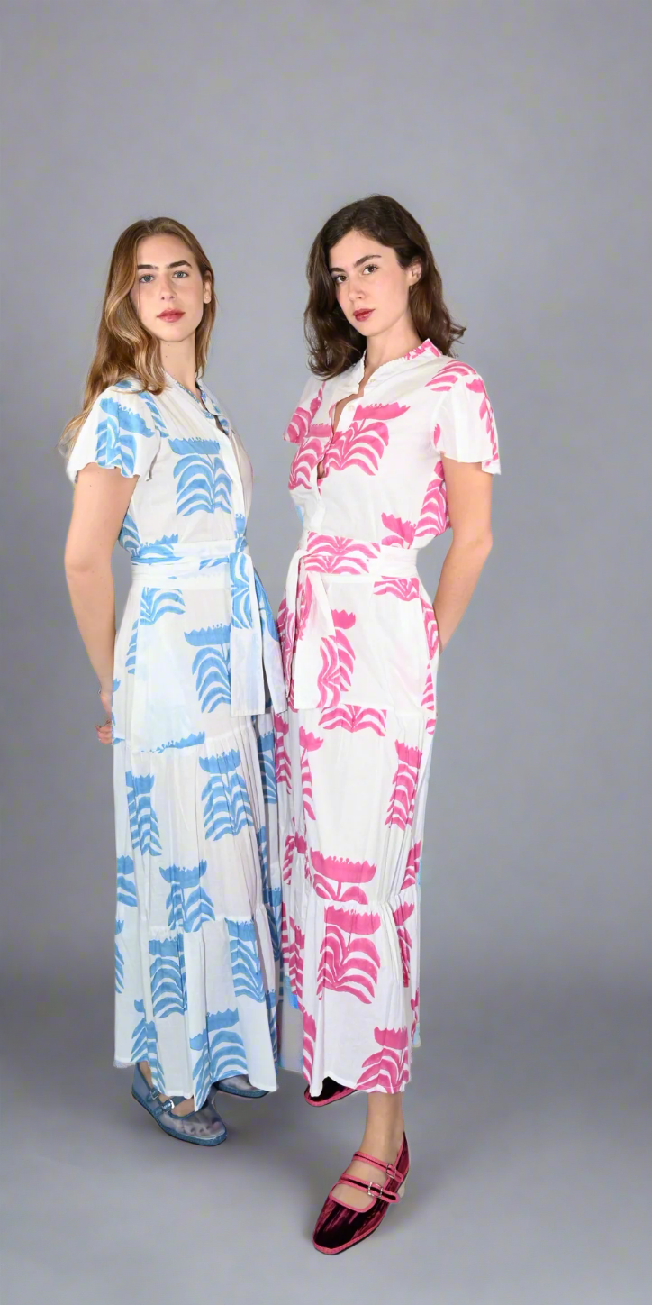 Light Blue Jaipur Buti Cap Sleeve Dress