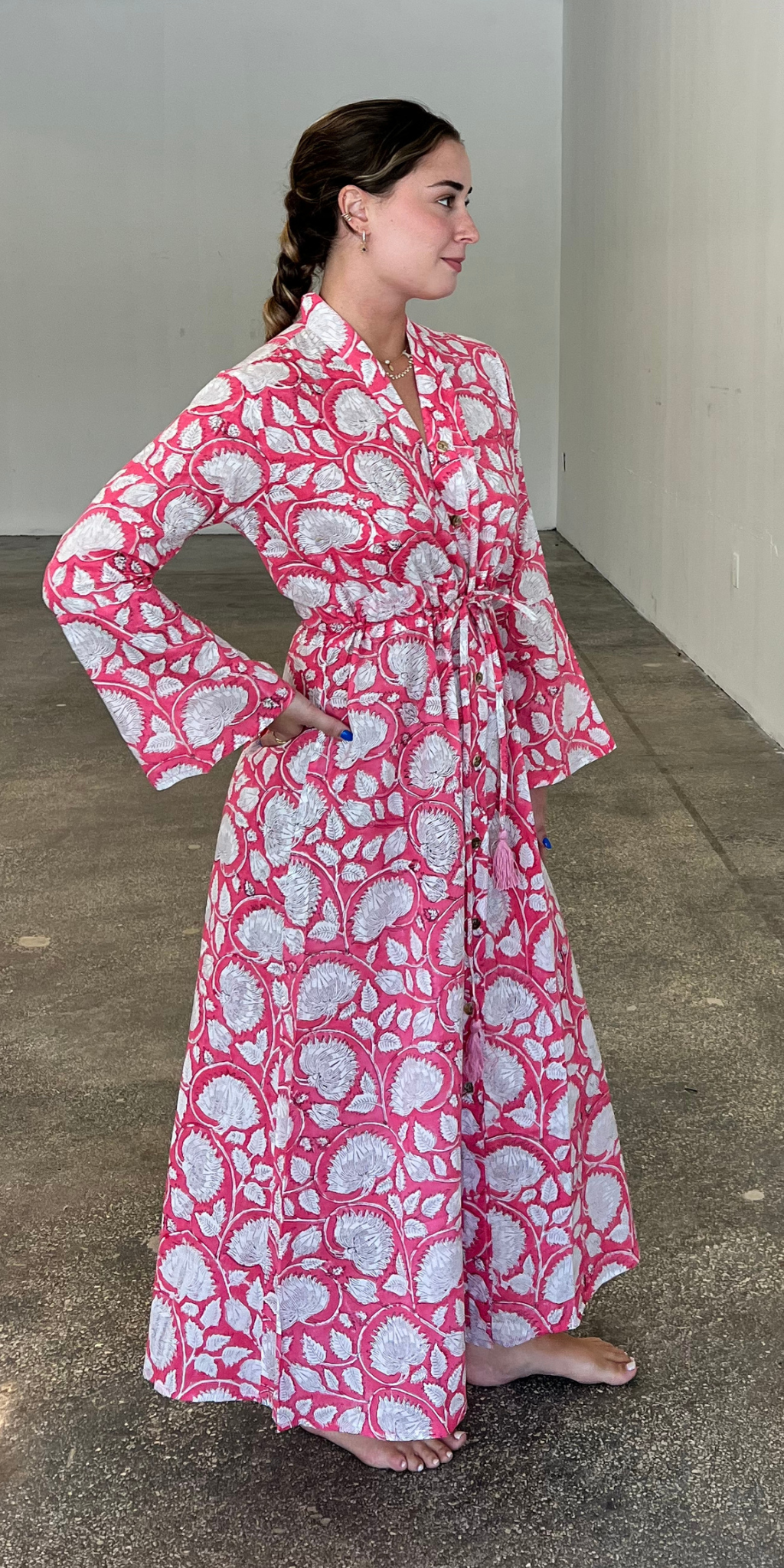 Hot Pink Button Dress