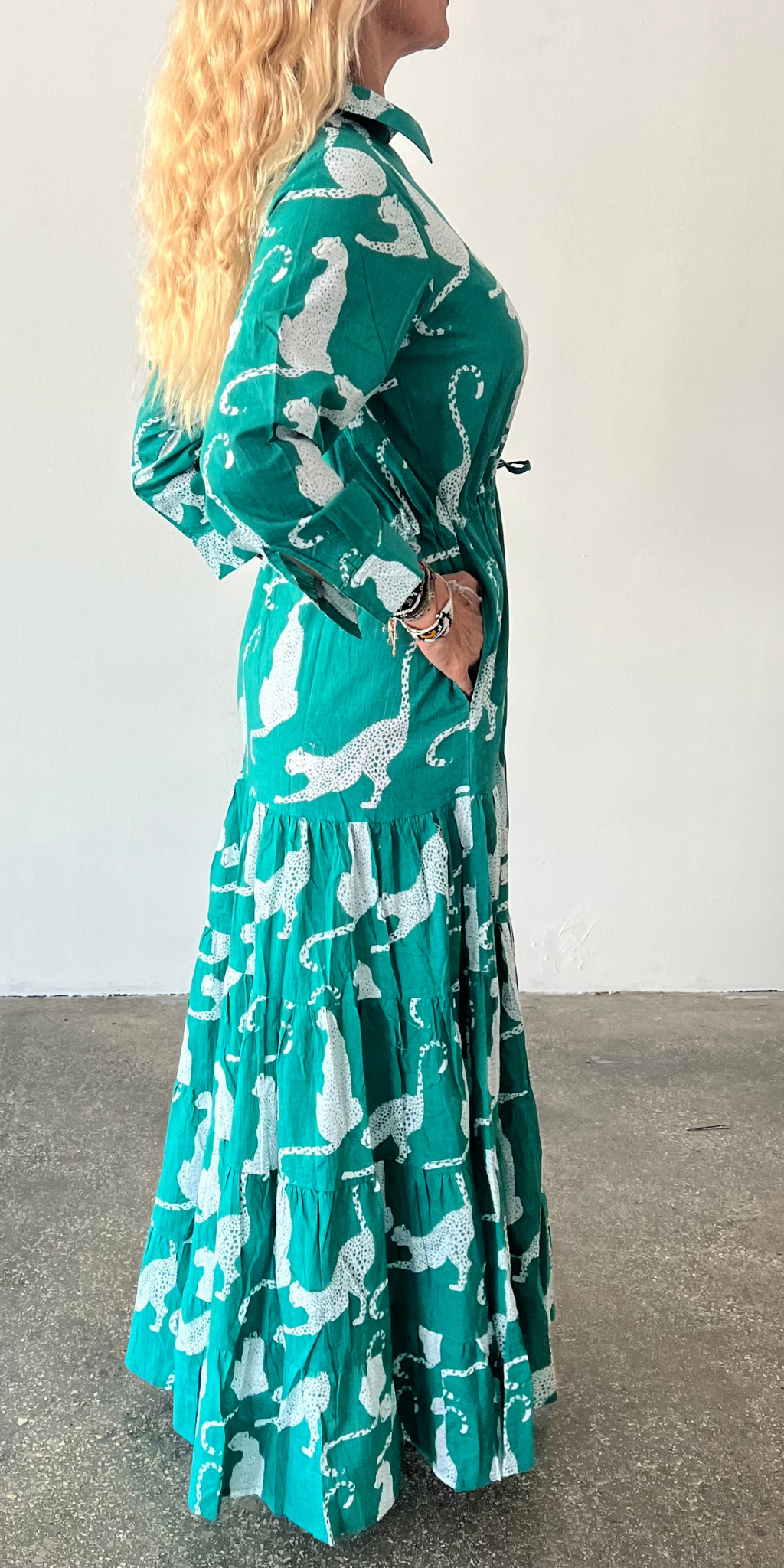 Green Panther Shirt Dress