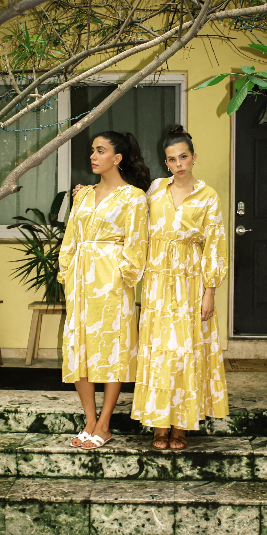 Yellow Panther Mao Dress