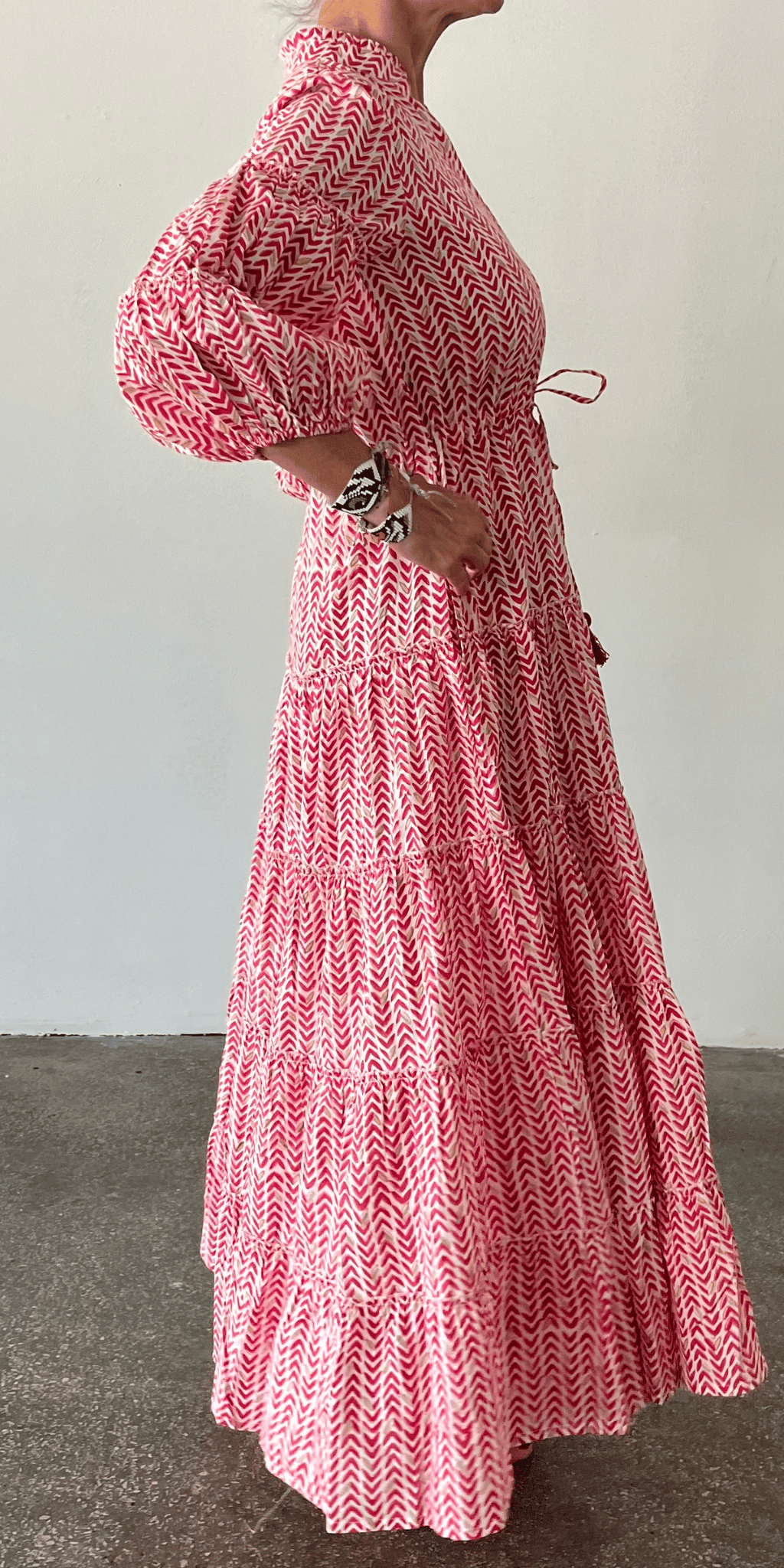 Kinetic Red Leaf Mao Dress