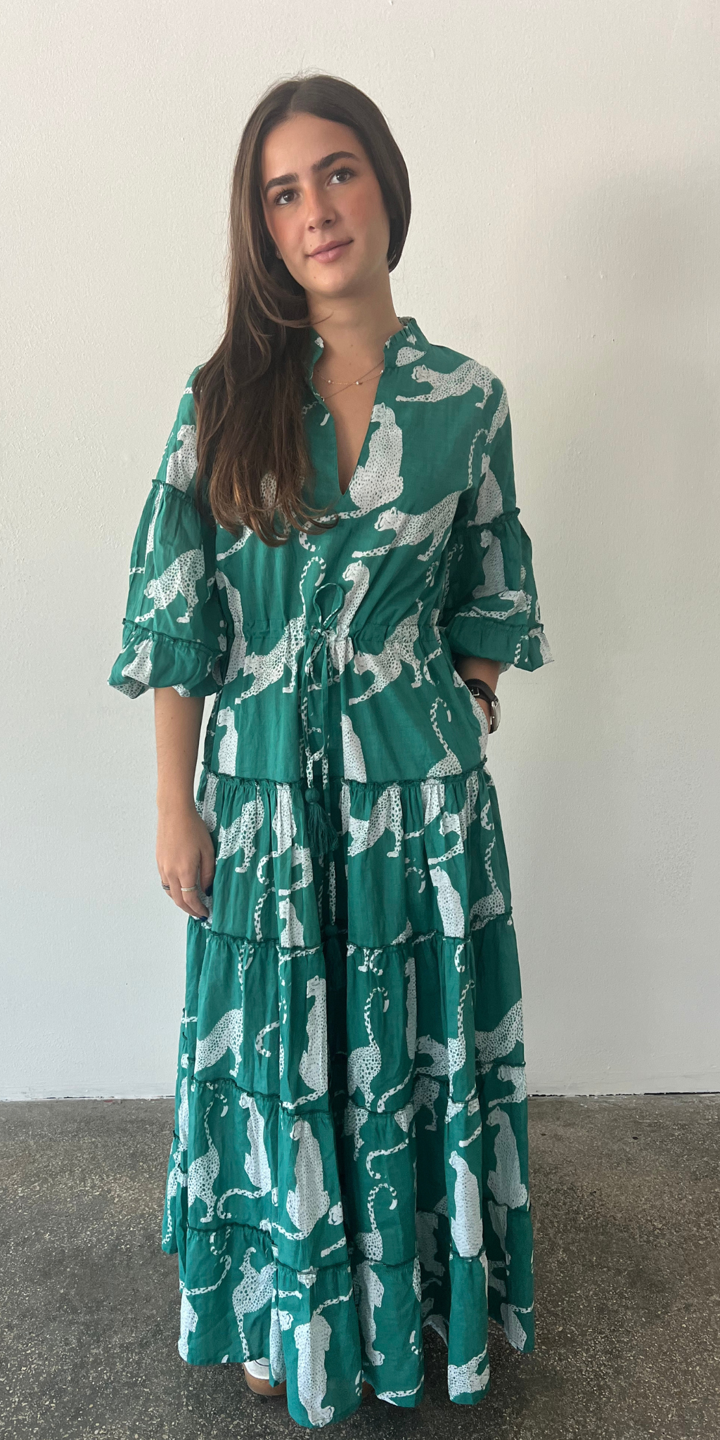Green Panther Mao Dress