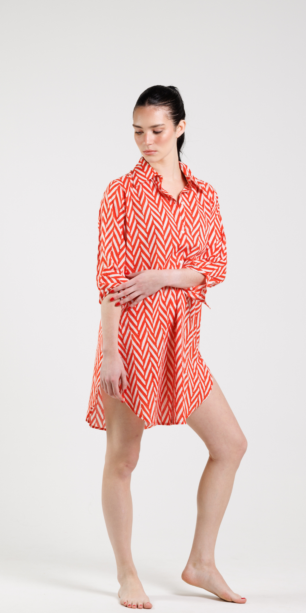 Brick Red Geo Button Down Shirt