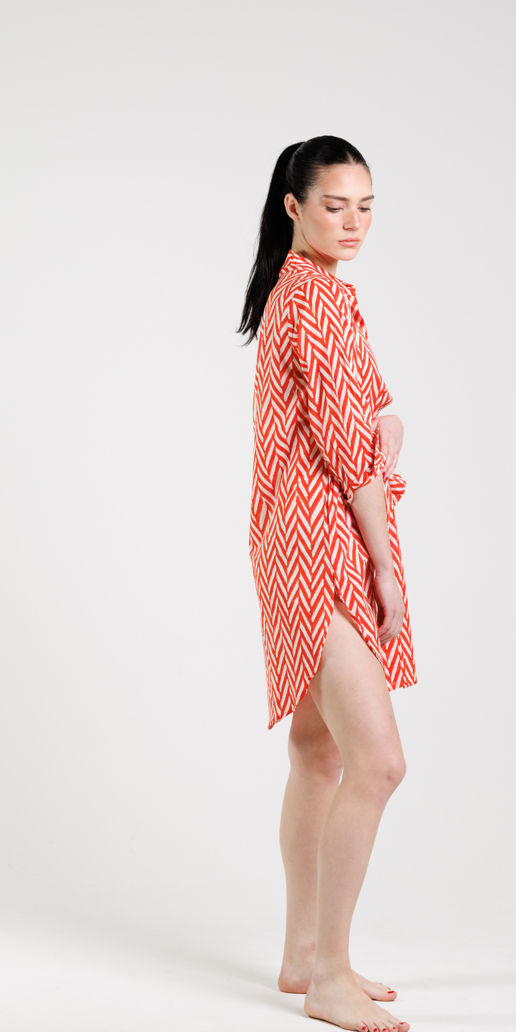 Brick Red Geo Button Down Shirt