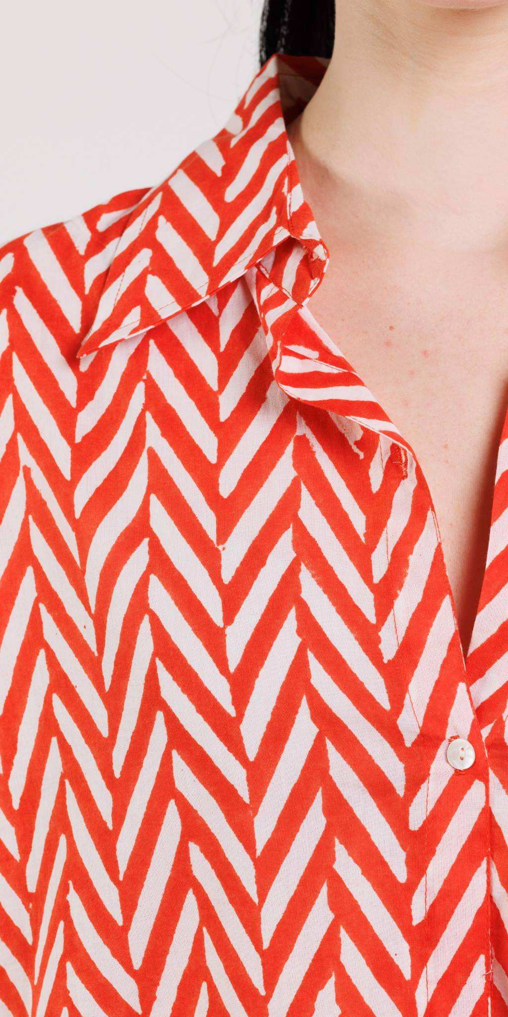 Brick Red Geo Button Down Shirt