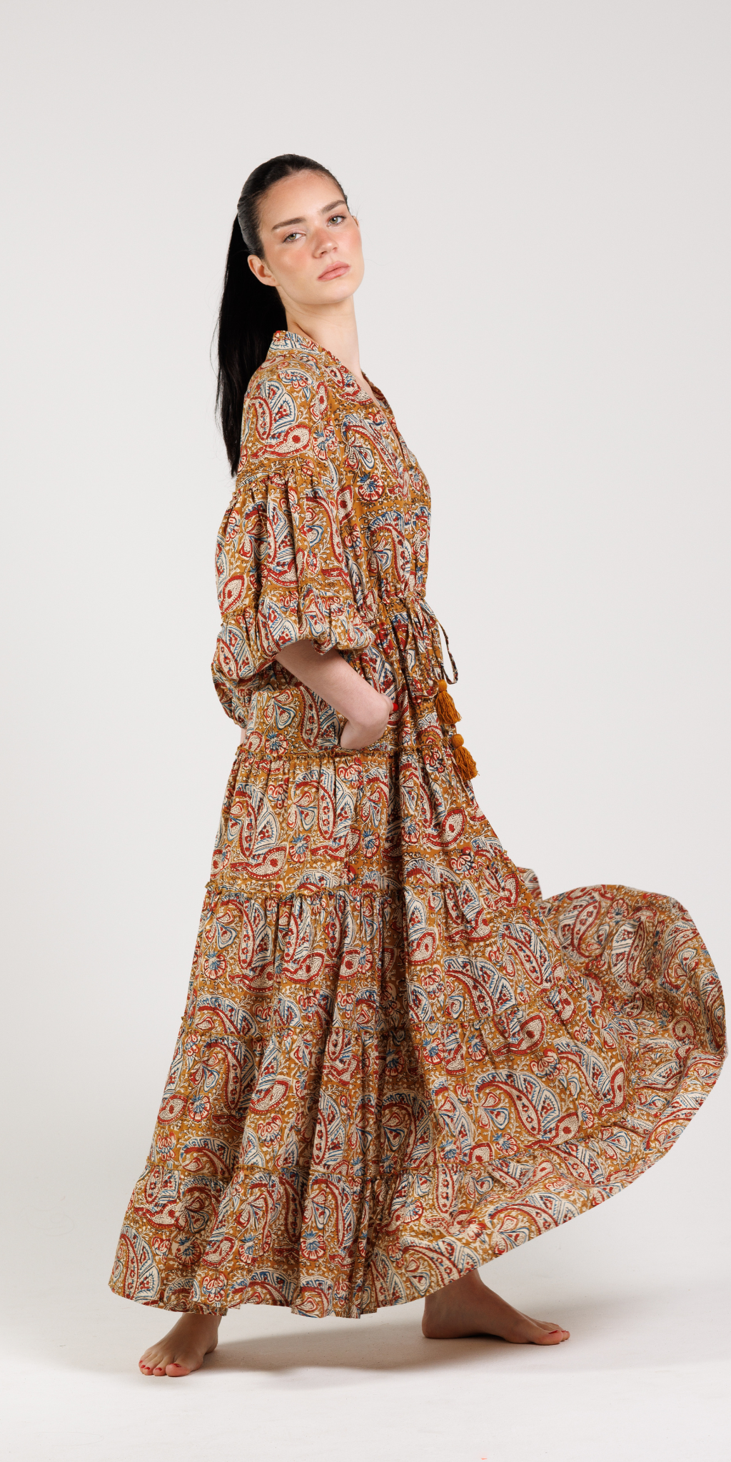 Kshirpa Bagru Long Mao Dress