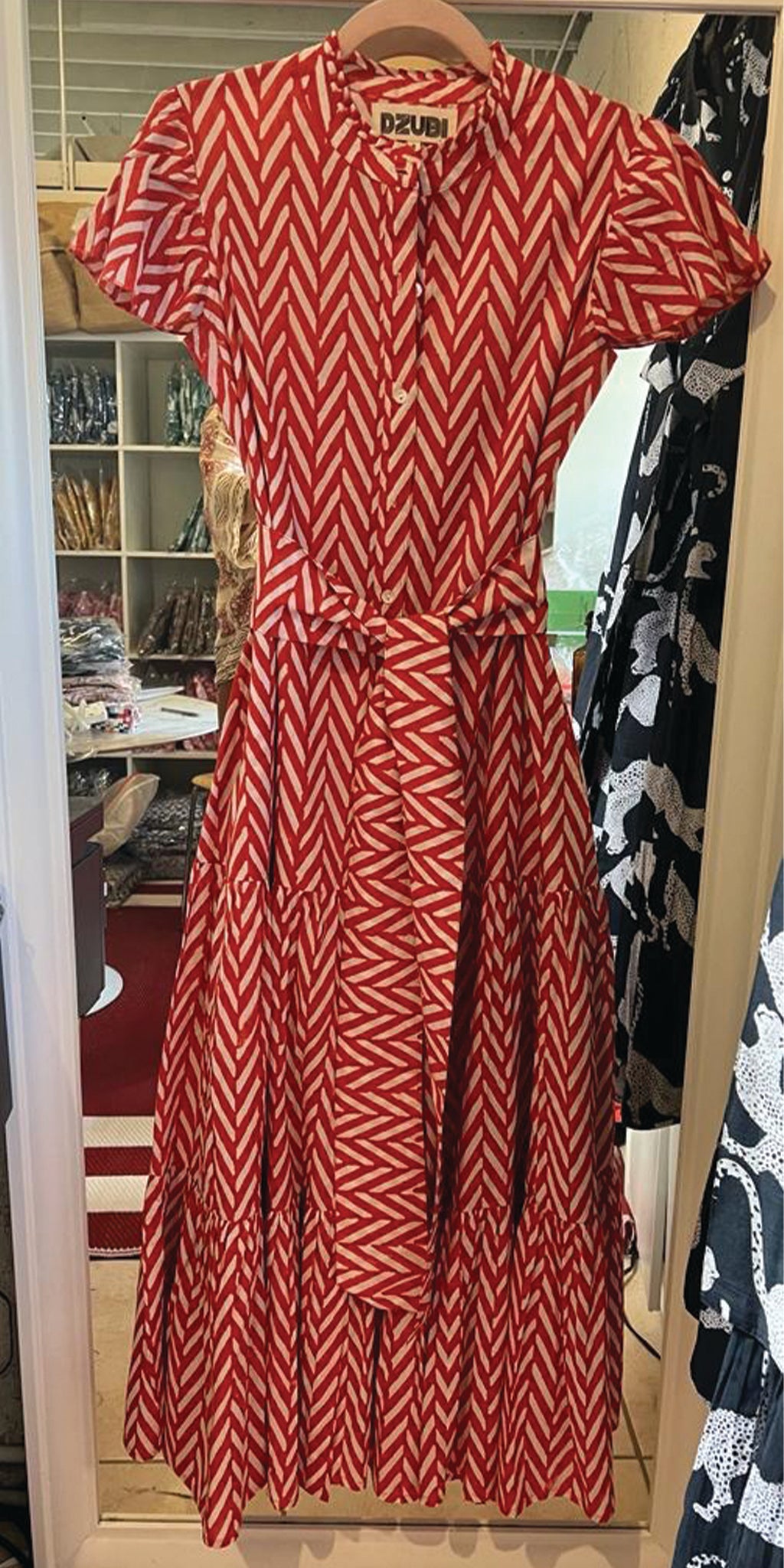 Brick Geo Cap Sleeve Dress