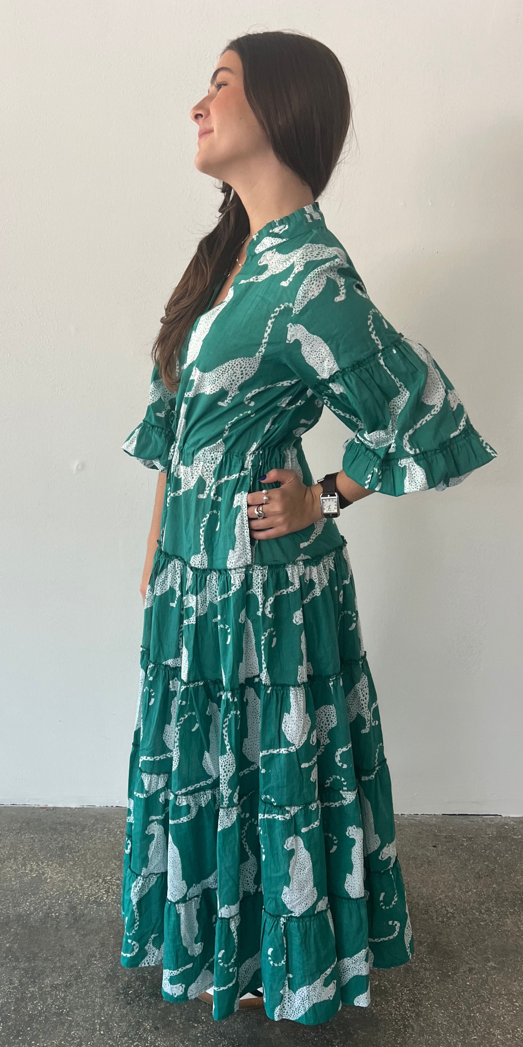 Green Panther Mao Dress