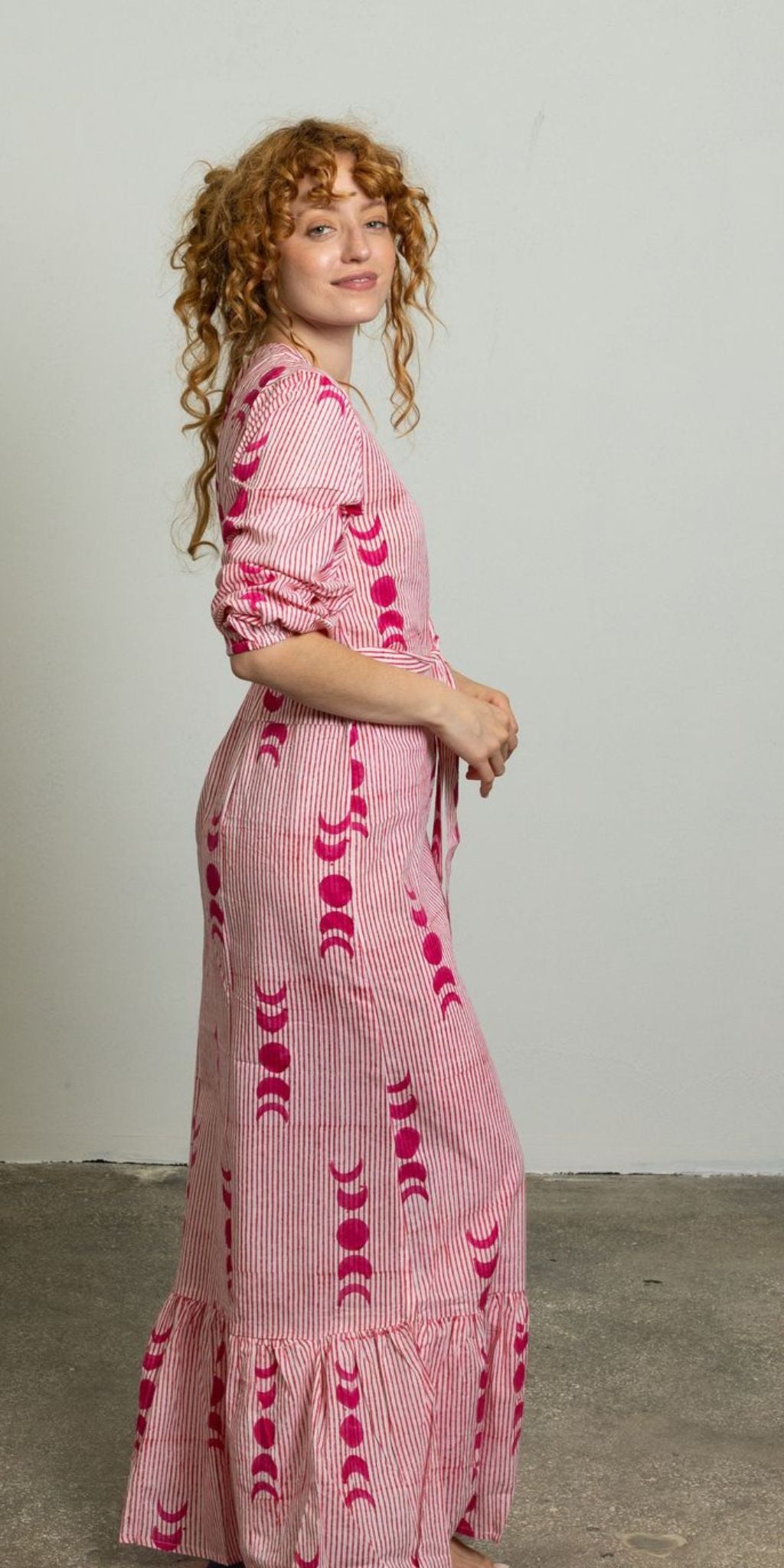 Pink Phases of the Moon Wrap Dress