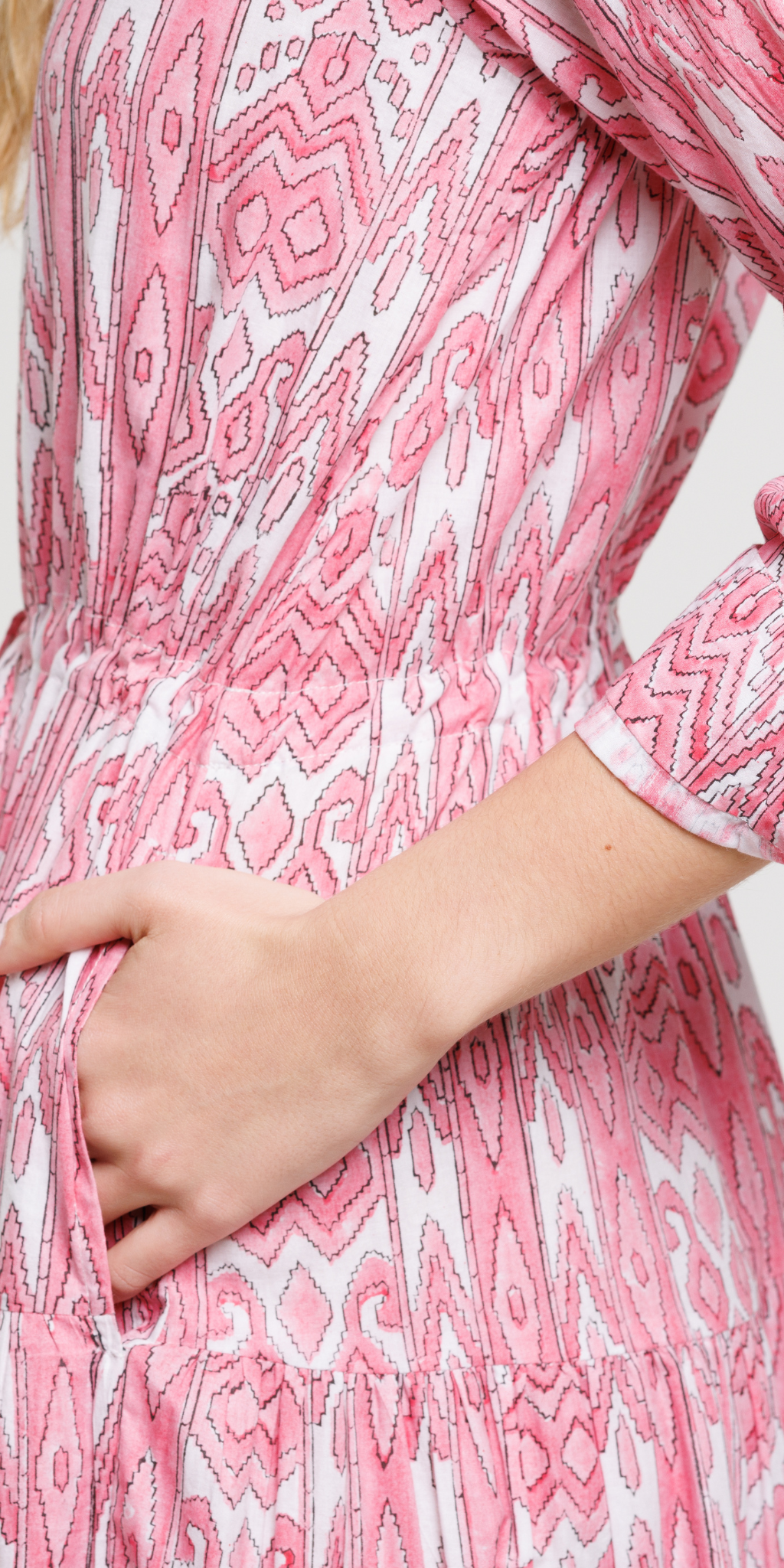 Pink Ikat Shirt Dress