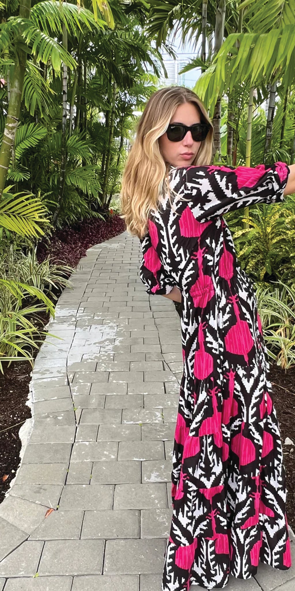 Magenta Ikat Shirt Dress
