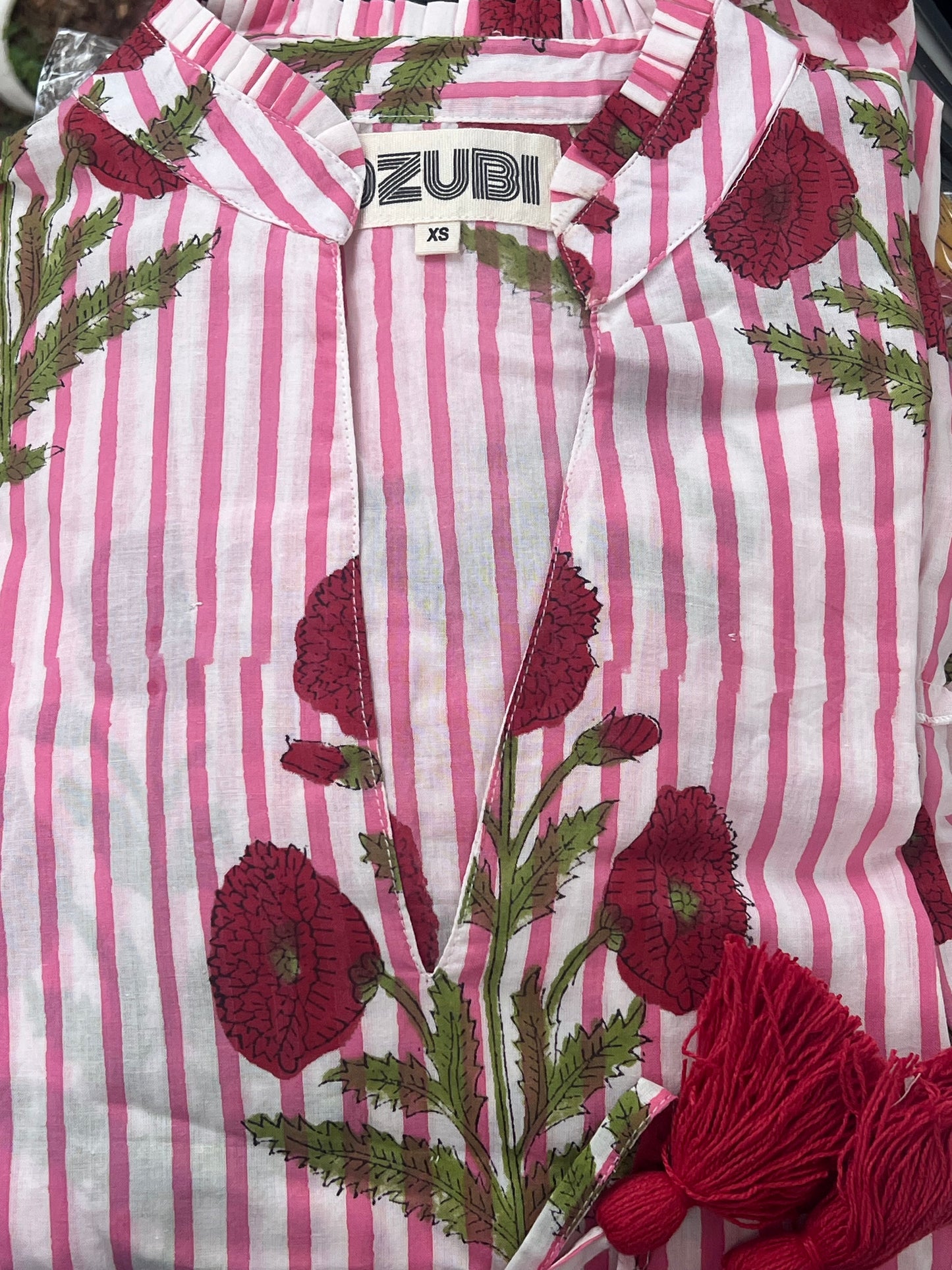 Pink Stripped Mughal Long Mao Dress