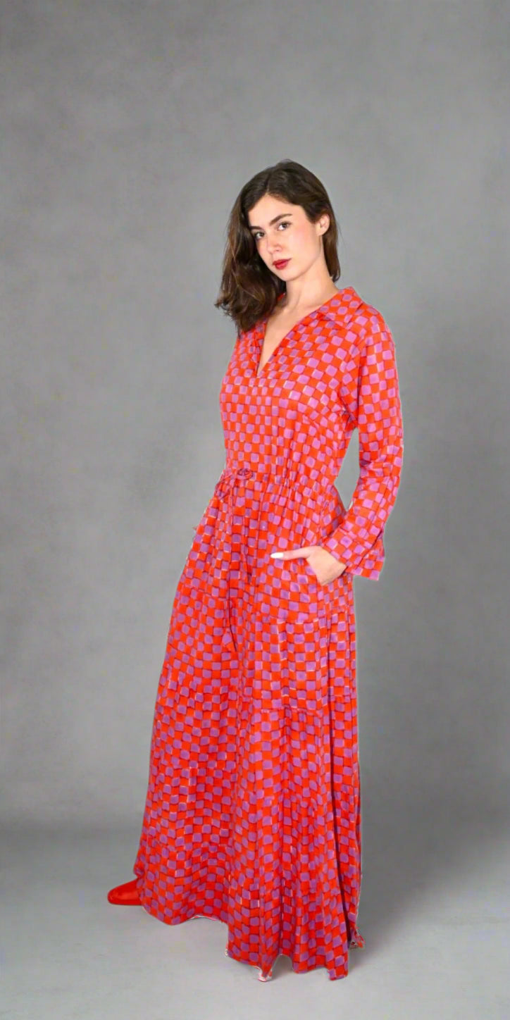 Violet and Ruby Checks Long Shirt Dress Violet and Ruby Checks Long Shirt Dress