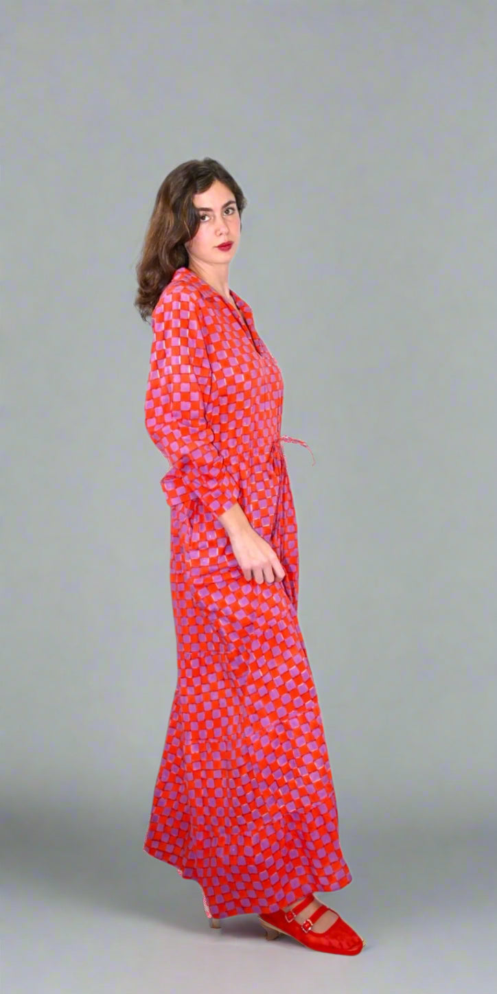 Violet and Ruby Checks Long Shirt Dress