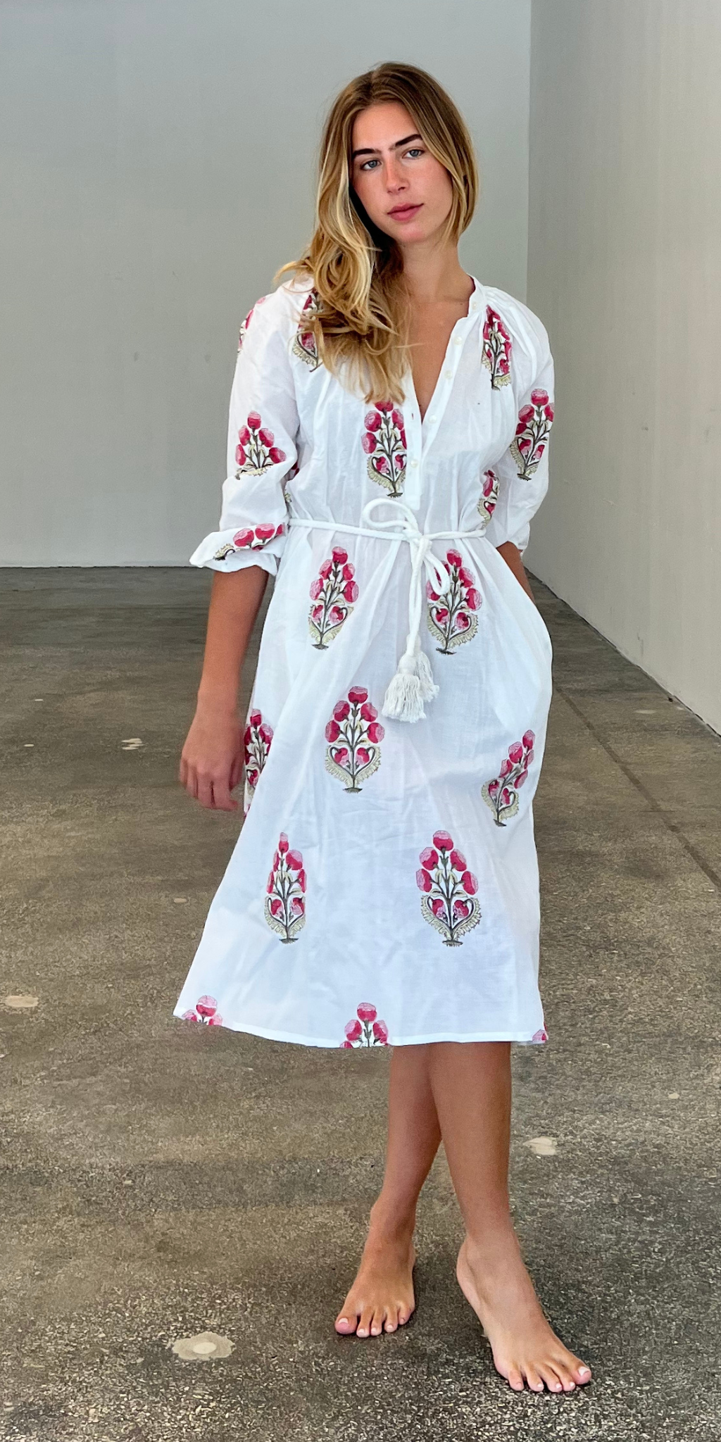 Pink Mughal Flower Kurta