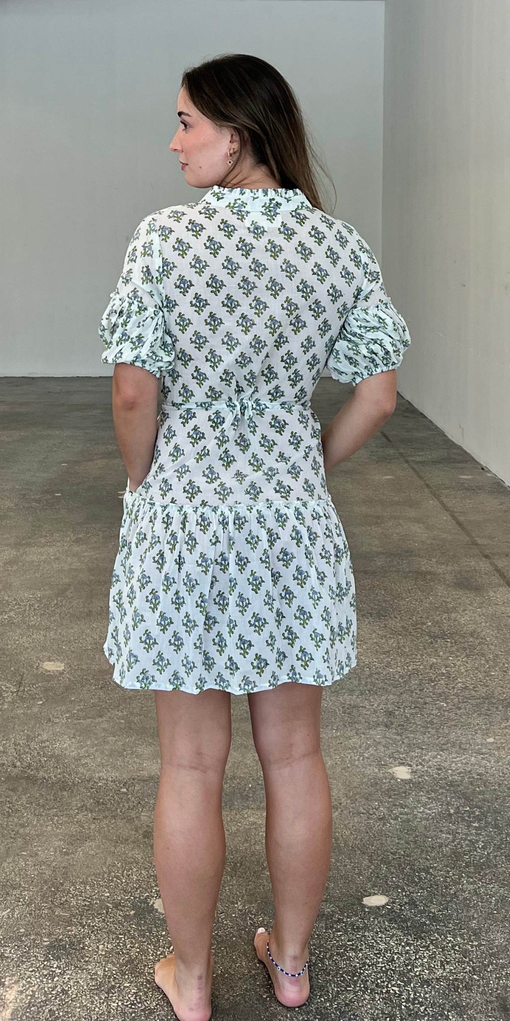 Blue Flower Short Mao Dress