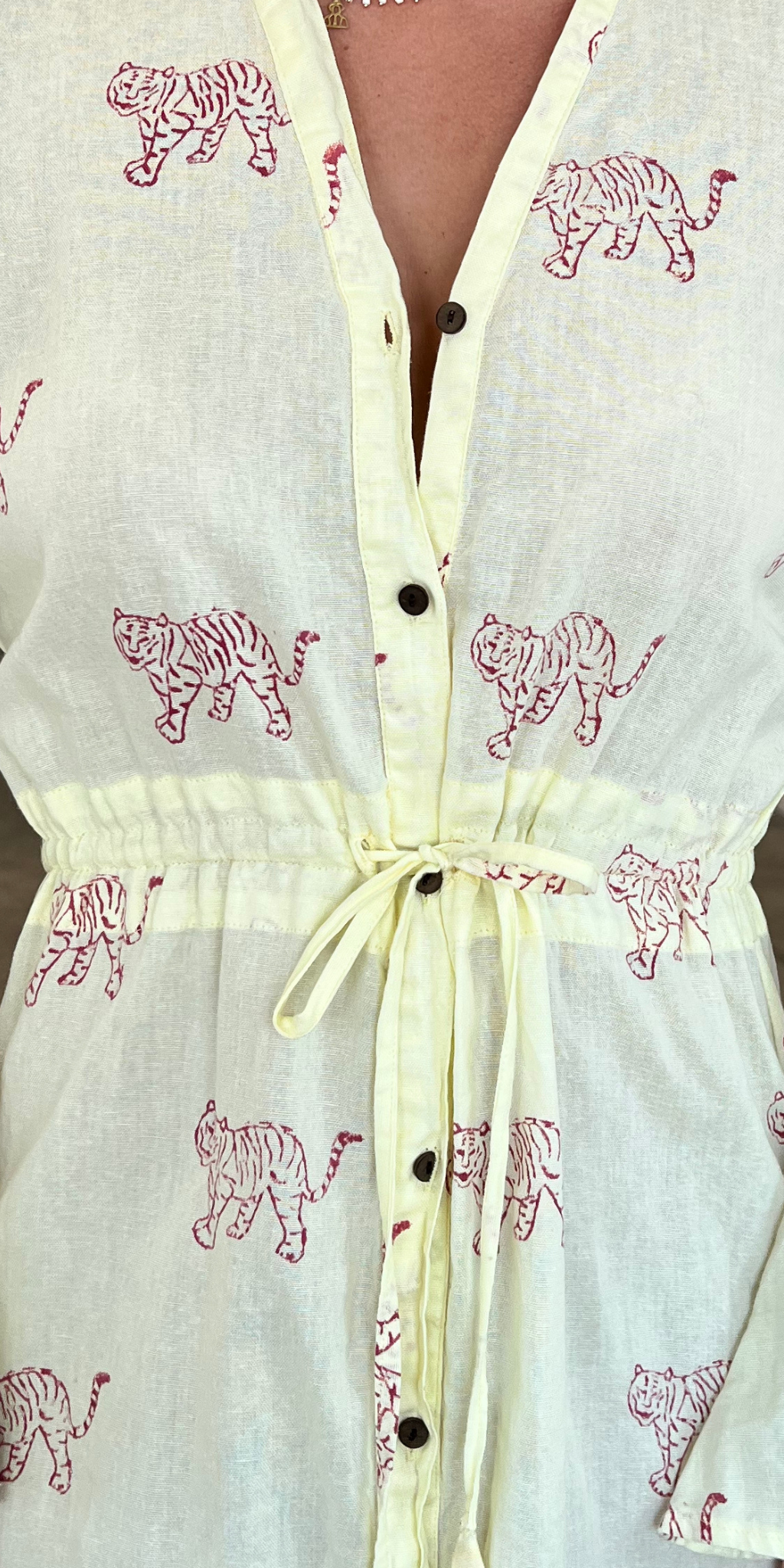 Yellow Tiger Button Down Dress