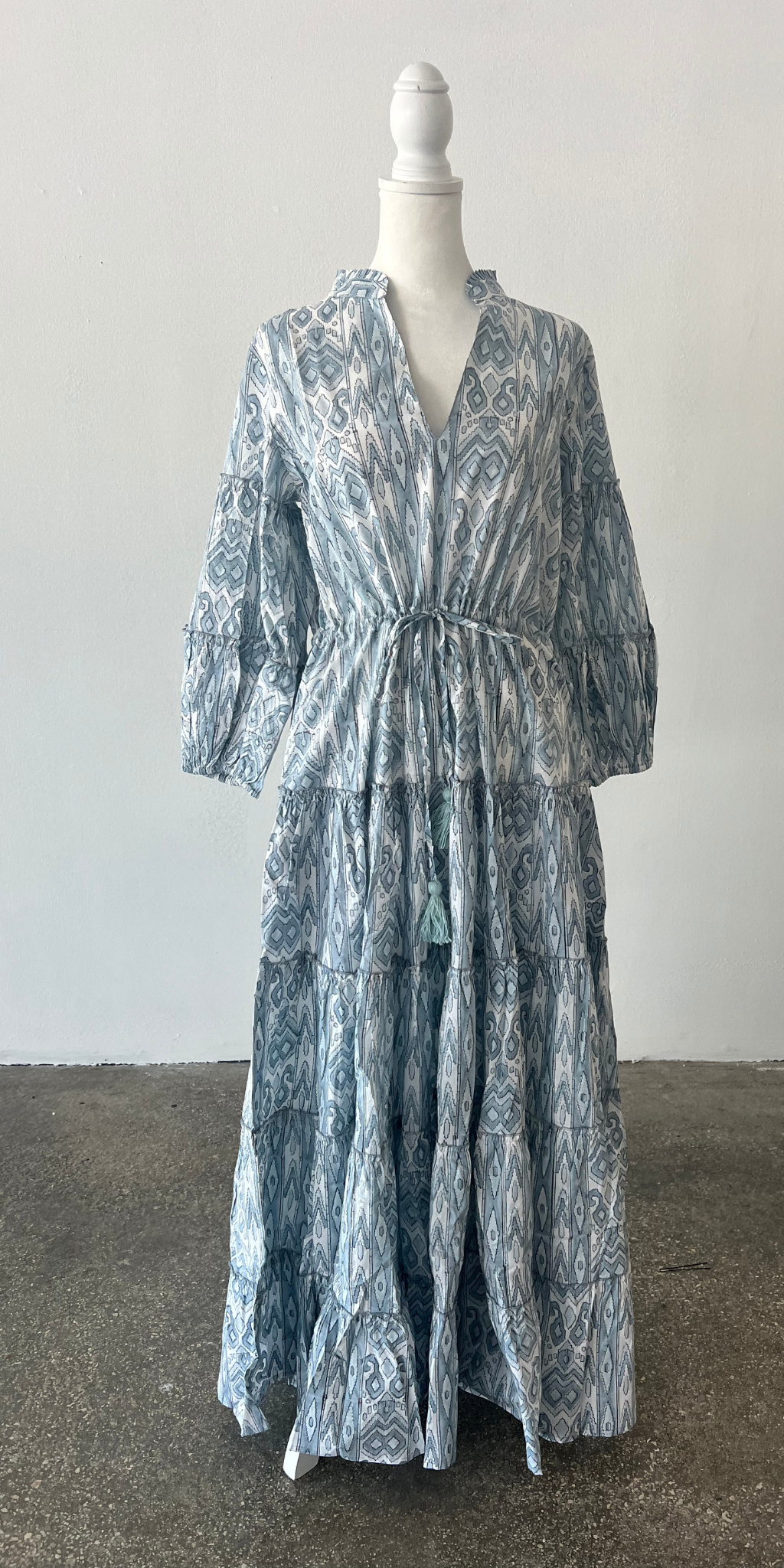 Baby Blue Ikat Mao Dress