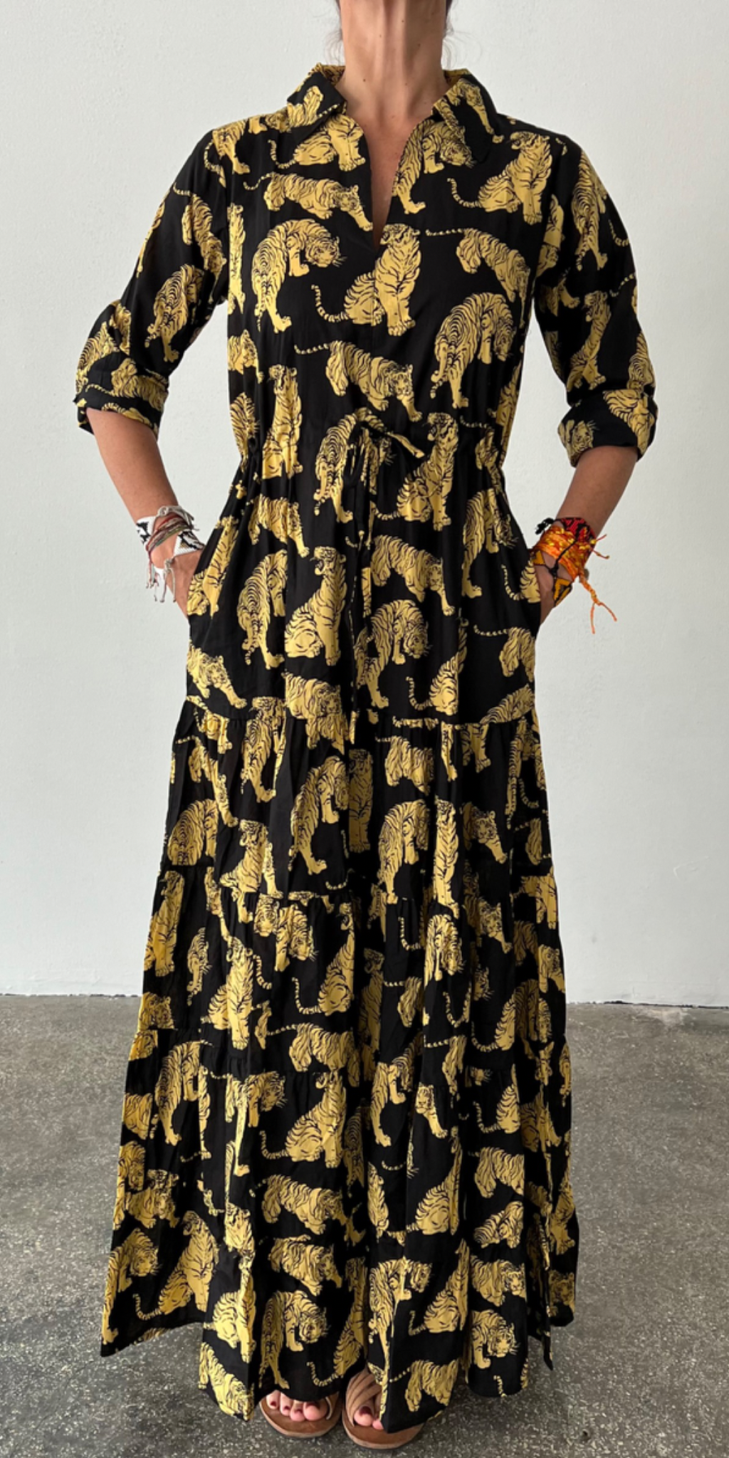 Yellow Tiger Shirt Dress