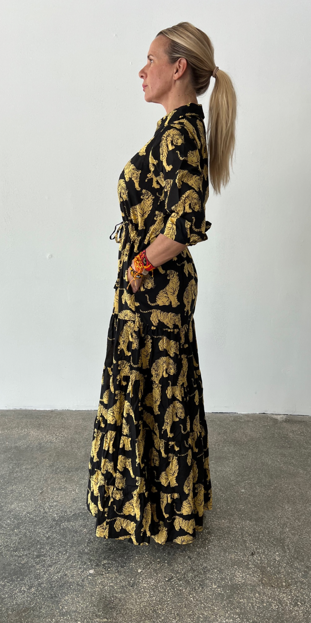 Yellow Tiger Shirt Dress