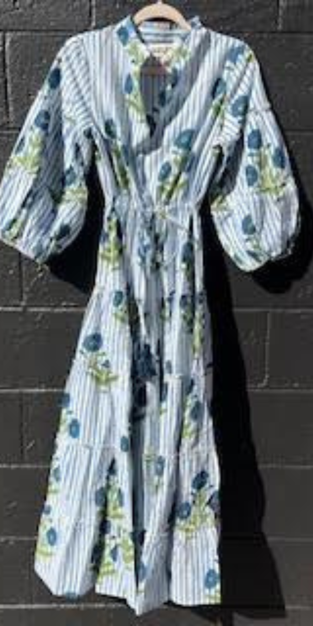 Blue Striped Mughal Long Mao Dress