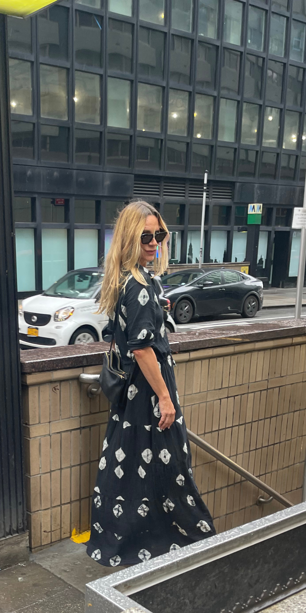 Black Shibori Long Shirt Dress