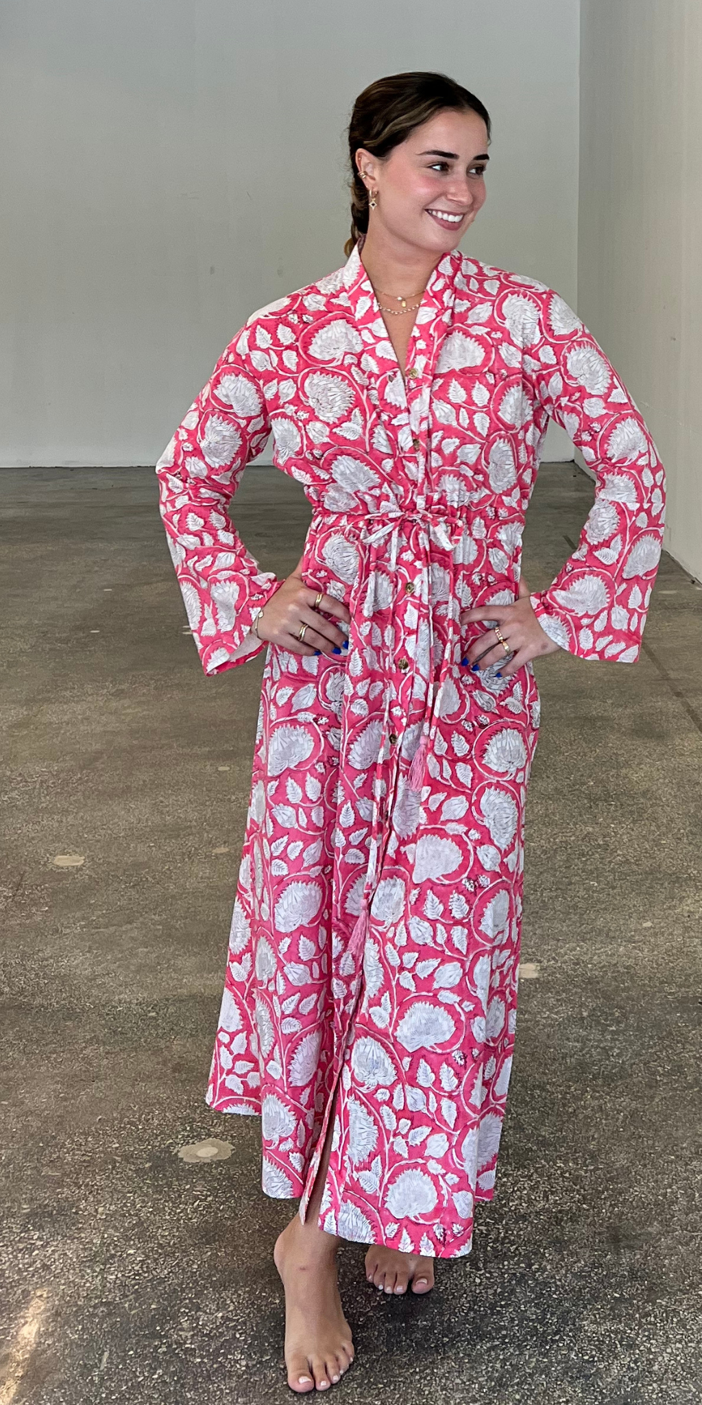 Hot Pink Button Dress