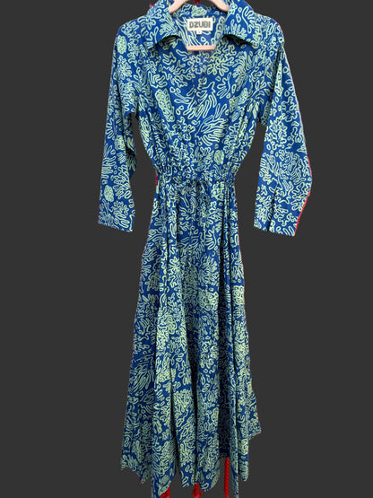 Blue Coral Shirt Dress