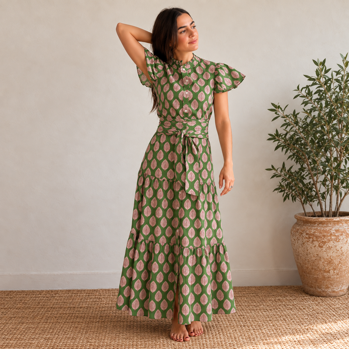 Apple Green Cap Sleeve Dress