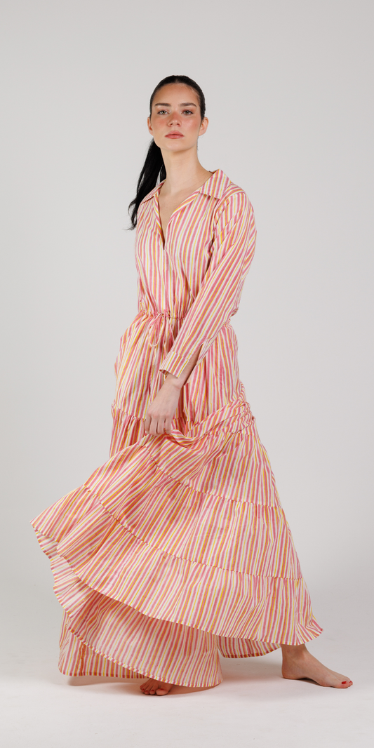 Rose Gelato Stripes Shirt Dress