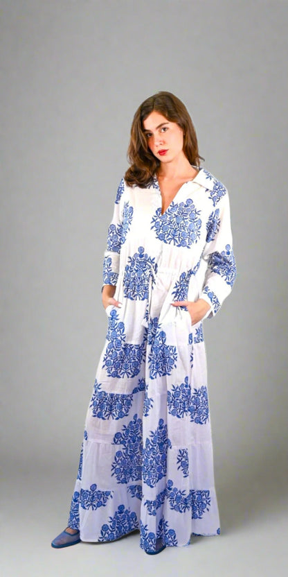 Lobelia Blossom Long Shirt Dress