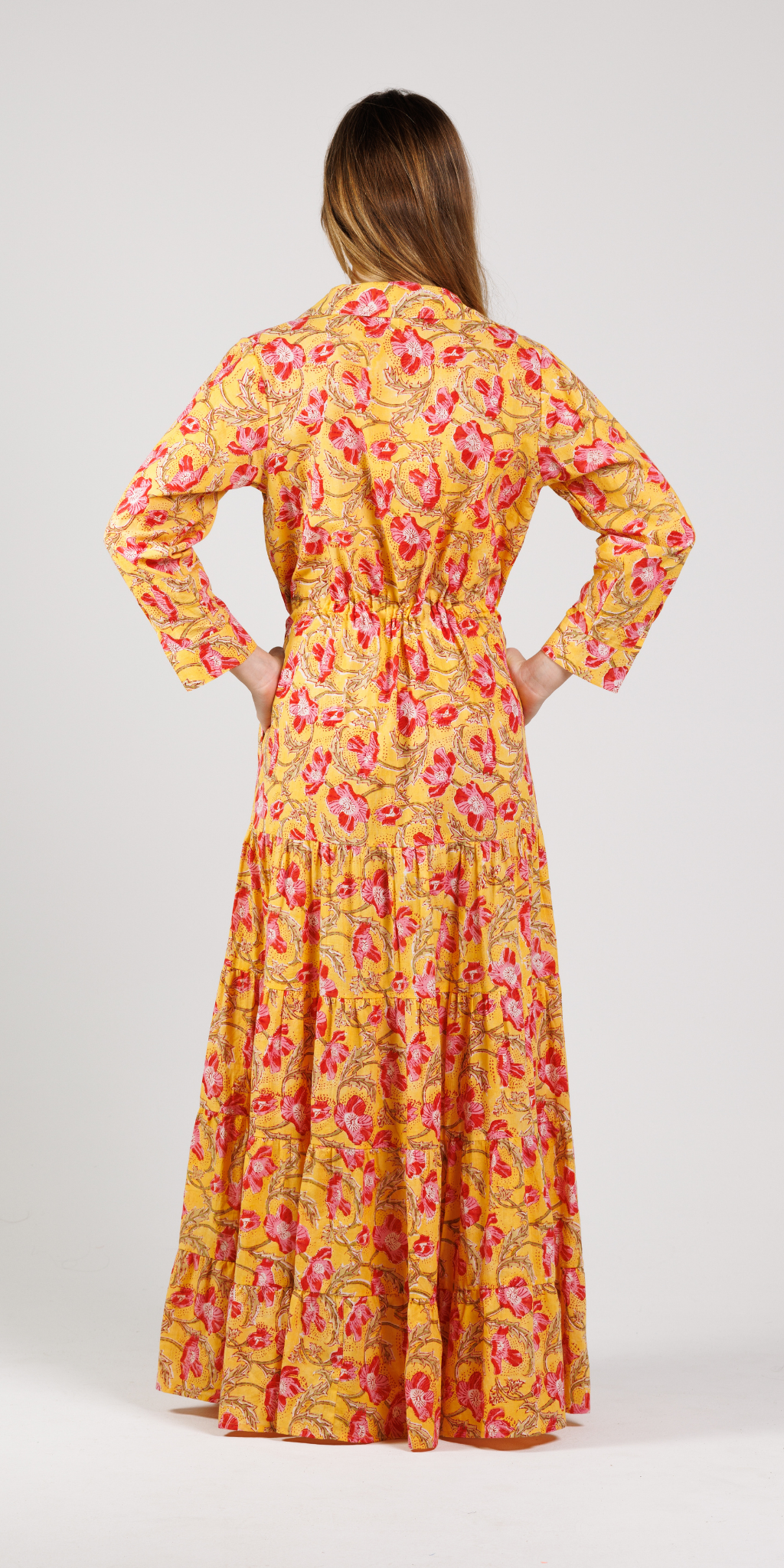 Aloha Yellow Long Shirt Dress