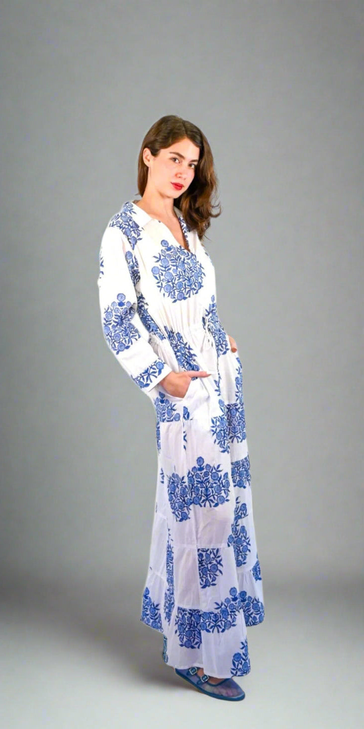 Lobelia Blossom Long Shirt Dress