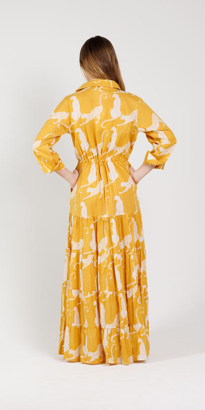 Yellow Panther Shirt Dress