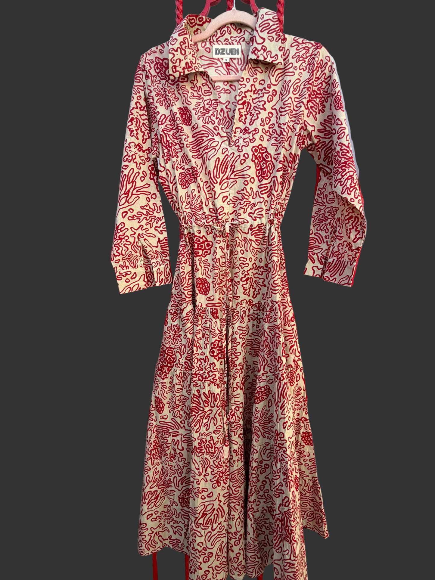 Red Coral Shirt Dress