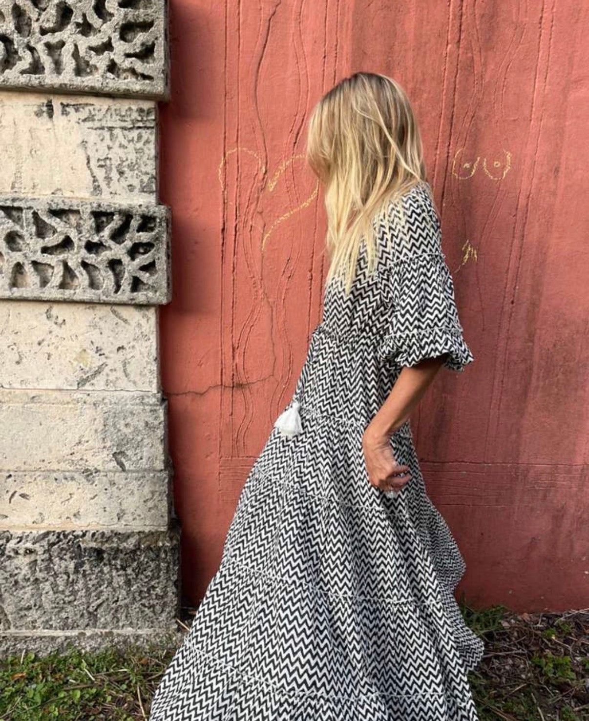 Chevron Wonderer Mao Dress