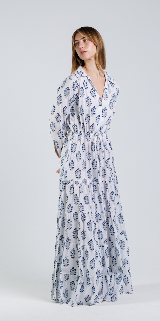 Blue Garden Shirt Dress