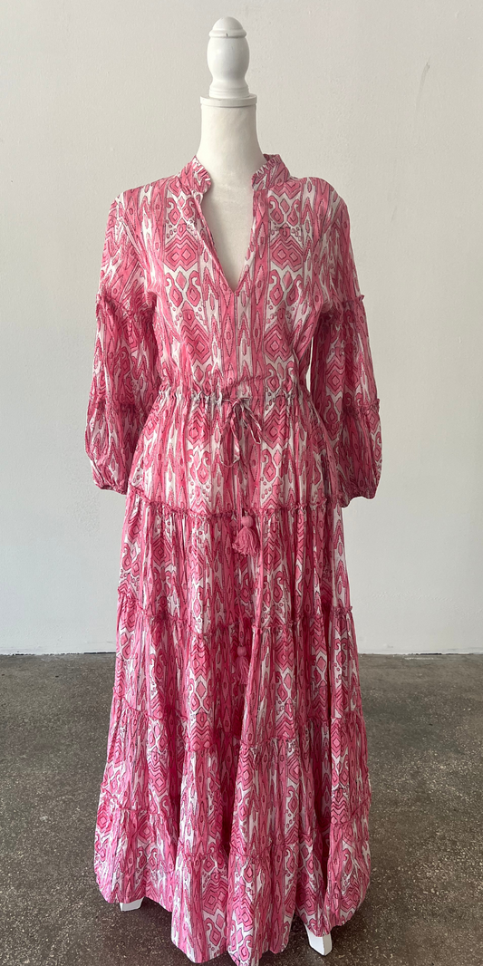 Pink Ikat Mao Dress