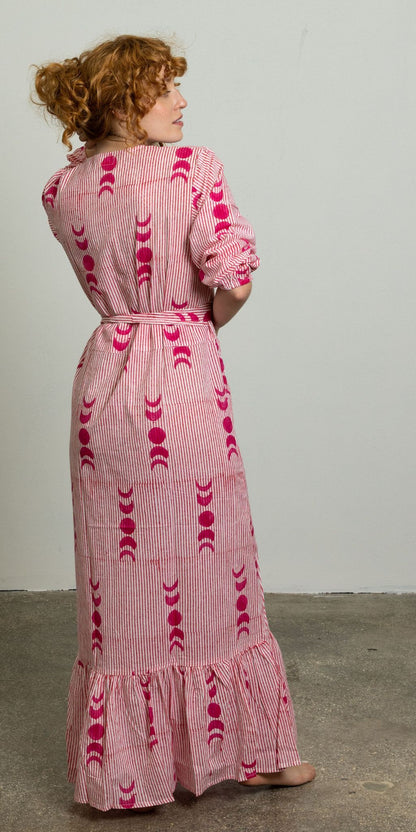Pink Phases of the Moon Wrap Dress