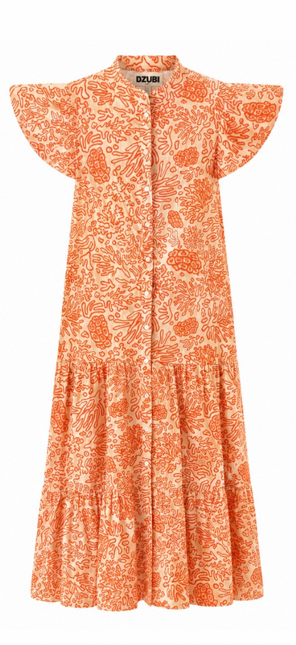 Orange Coral Cap Sleeve Dress