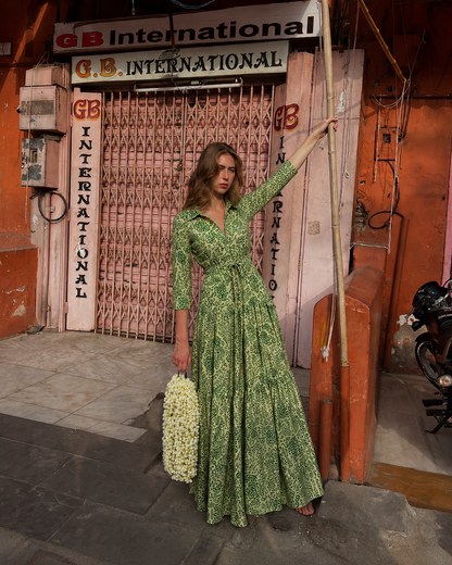 Green Coral Shirt Dress
