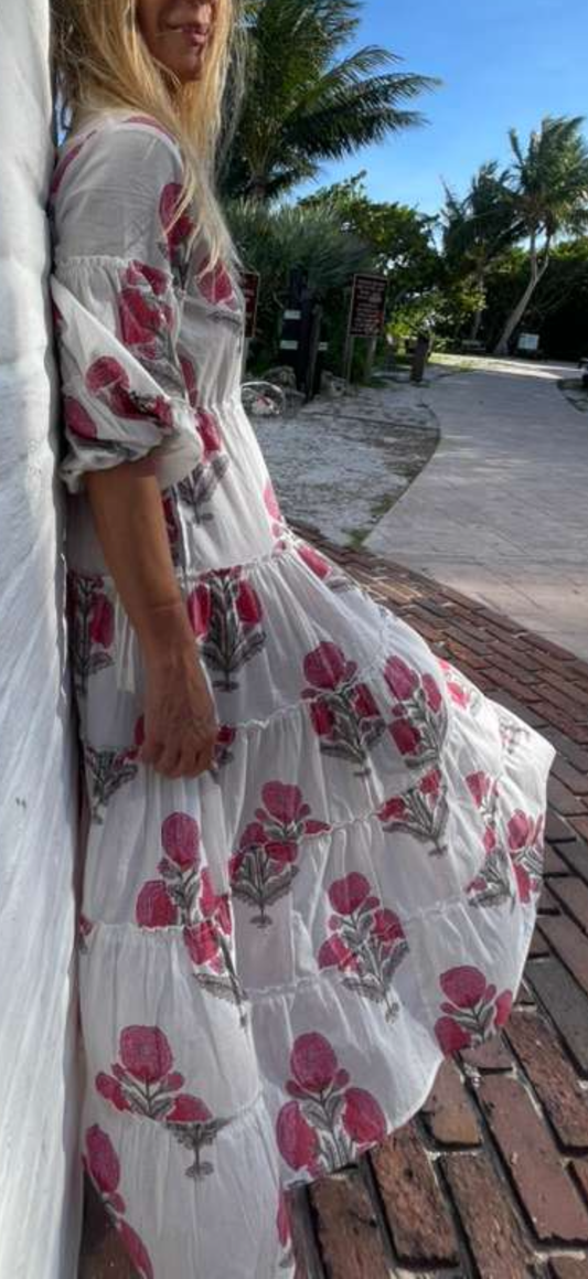 Pink Lotus Long Mao Dress