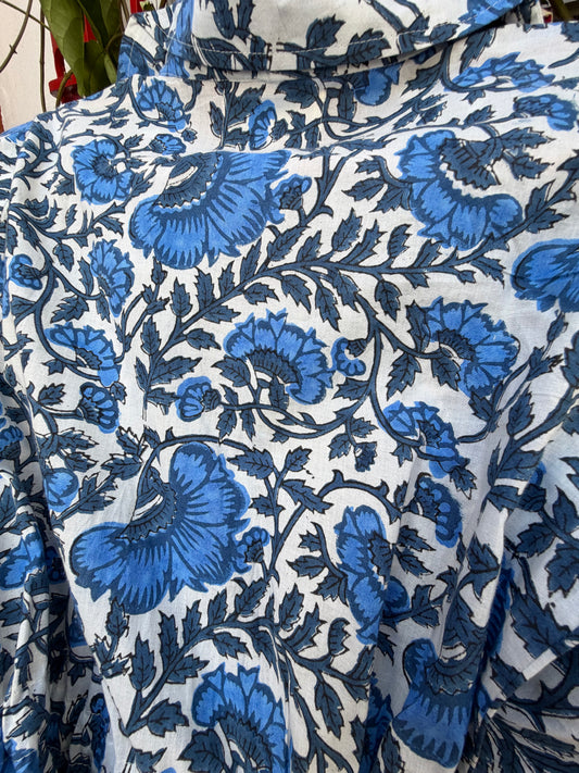 Electric Blue Flora Shirt Dress