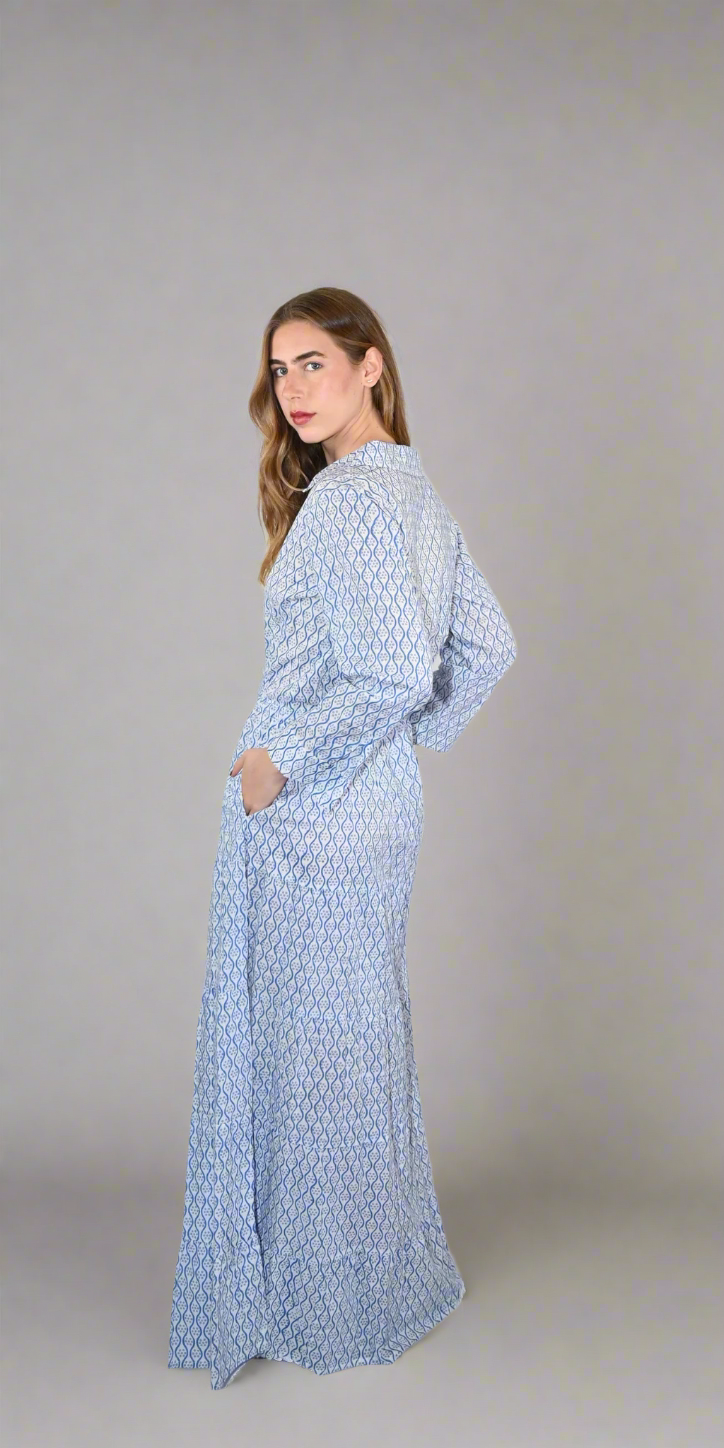 Ripples And Dots Long Shirt Dress