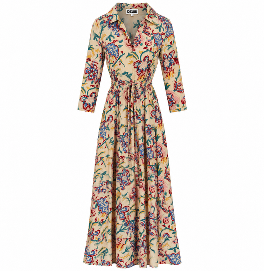 Sunwashed Bloom Long Shirt Dress