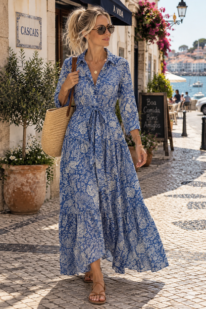 Blue Coral Shirt Dress