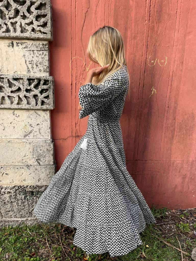 Chevron Wonderer Mao Dress